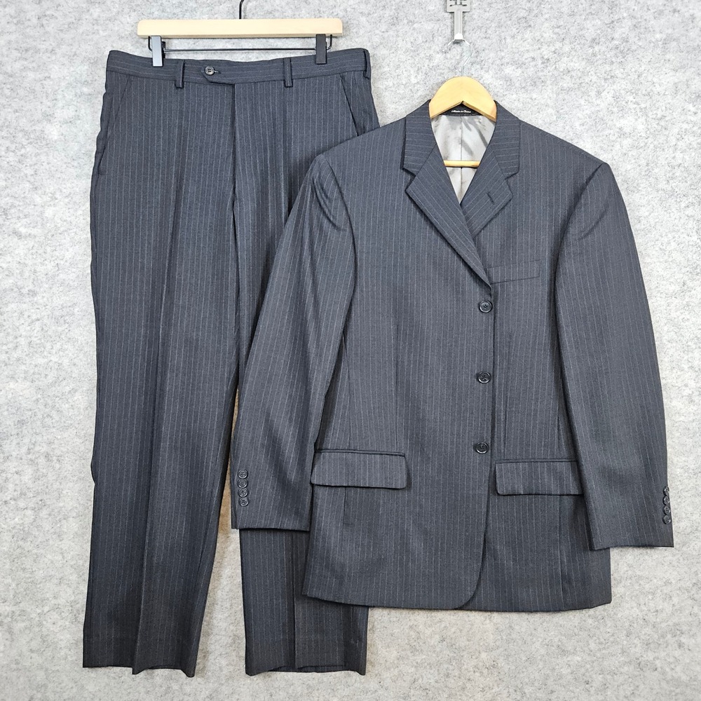 Axcess Claiborne Dark Gray Pinstriped 2-Pc Suit 42R Blazer‎ 34x30 Pants Church